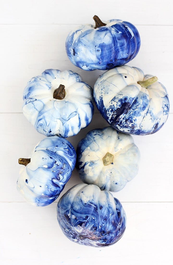 Pumpkin Painting Ideas - Marbled Pumpkins