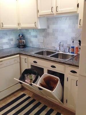 Double trash can under sink garbage can.